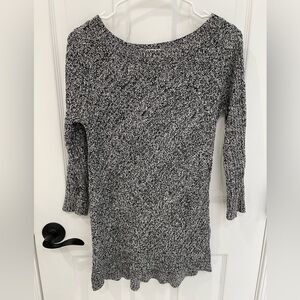 New York & Co Black Marled Knit Tunic Length Sweater 3/4 Sleeve Women’s Size S